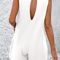 Round Neck Sleeveless Front Pocket Romper