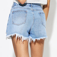 Raw Hem Distressed Denim Shorts