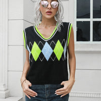 Geometric V-Neck Sweater Vest