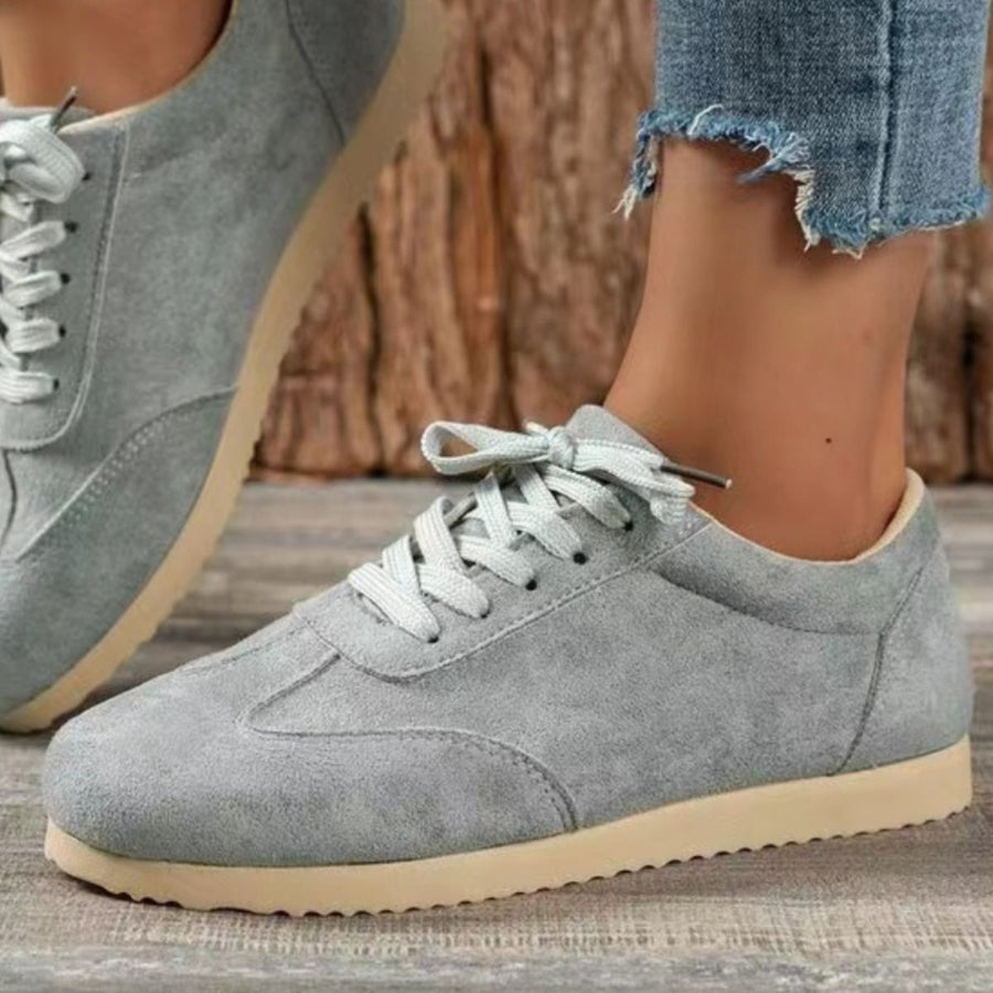 Suede Lace-Up Flat Sneakers