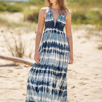 Tie-Dye Halter Neck Sleeveless Dress