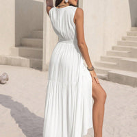 Slit V-Neck Sleeveless Dress