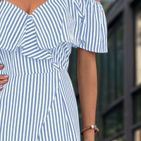 Ruffled Striped Short Sleeve Jumpsuit