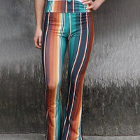 High Waist Striped Bootcut Pants