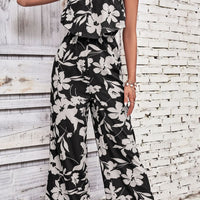 Floral Strapless Wide Leg Jumpsuit