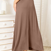 Double Take Full Size Soft Rayon Drawstring Waist Maxi Skirt Rayon