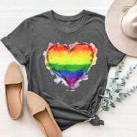 Heart Graphic Round Neck Short Sleeve T-Shirt