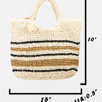 Fame Striped Straw Braided Tote Bag