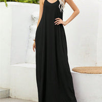 V-Neck Maxi Cami Dress with Pockets