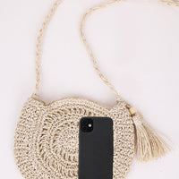 Tassel Straw Braided Strap Shoulder Bag