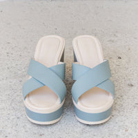 Weeboo Cherish The Moments Contrast Platform Sandals in Misty Blue