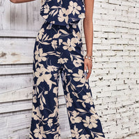 Floral Strapless Wide Leg Jumpsuit