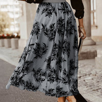 Embroidered High Waist Maxi Skirt