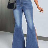 Slit Flare Jeans with Pockets