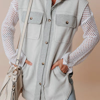 Pocketed Button Up Collared Neck Vest