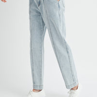 MABLE Pleated Front Detail Straight Jeans