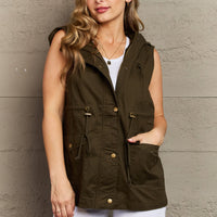 Zenana More To Come Full Size Military Hooded Vest