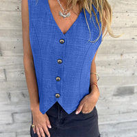 V-Neck Button Up Vest Coat