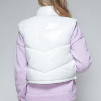 Snobbish Zip Up Turtleneck Shiny Quilted Vest