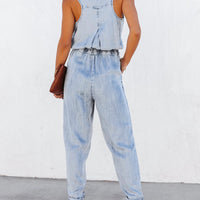 Drawstring Waist Sleeveless Jumpsuit