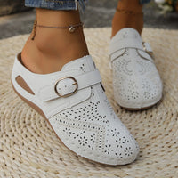 Suede Round Toe Wedge Slides