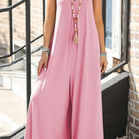 Pocketed Scoop Neck Wide Leg Jumpsuit