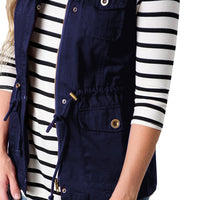 Drawstring Waist Vest with Pockets