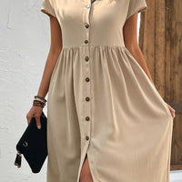 Button Front Short Sleeve Dress