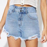 Raw Hem Distressed Denim Shorts