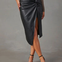 Twist Detail High Waist Skirt