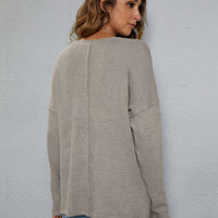 Dropped Shoulder High-Low Waffle-Knit Top