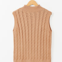 Cable-Knit Mock Neck Sweater Vest