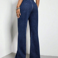 High Waist Bootcut Jeans with Pockets