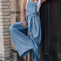 Wide Leg Denim Overalls