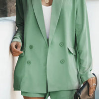 Longline Blazer and Shorts Set with Pockets