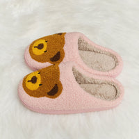 Melody Teddy Bear Print Plush Slide Slippers