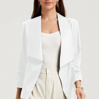 Ruched Open Front Blazer