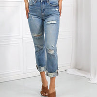 RISEN Full Size Leilani Distressed Straight Leg Jeans