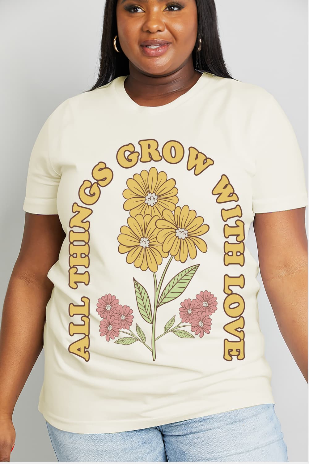 Simply Love Full Size ALL THINGS GROW WITH LOVE Graphic Cotton Tee