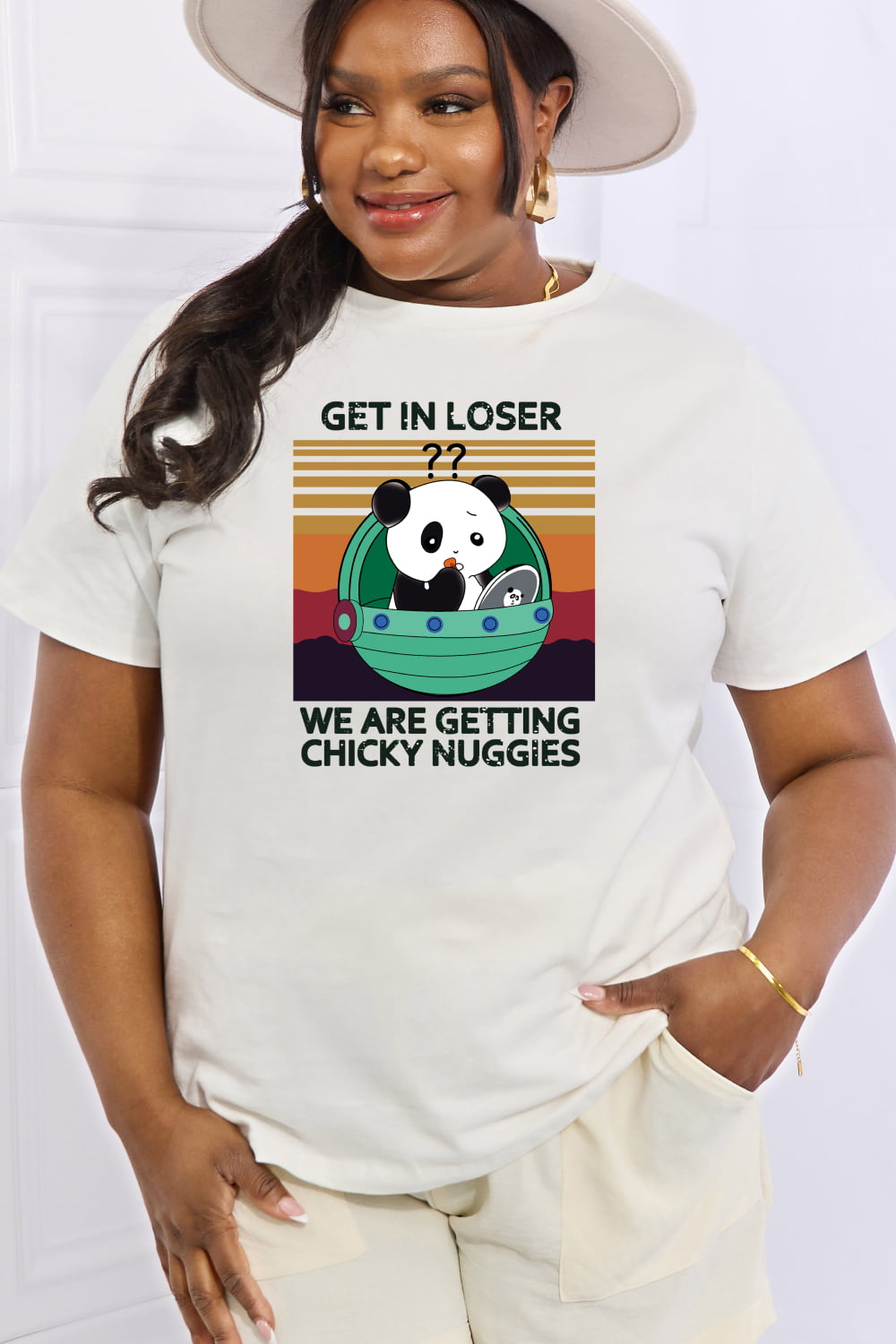 Simply Love Full Size GET IN LOSER WE ARE GETTING CHICKY NUGGIES Graphic Cotton Tee