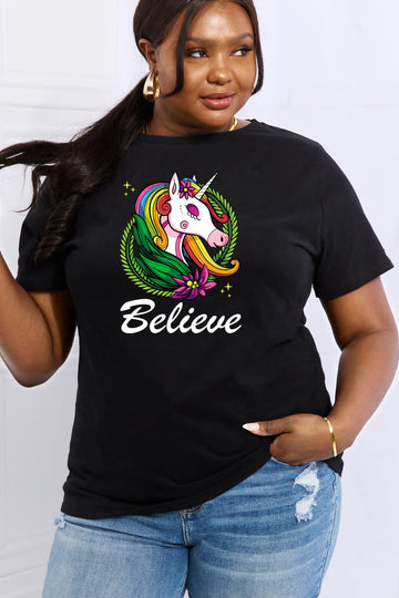 Simply Love Full Size BELIEVE Graphic Cotton Tee