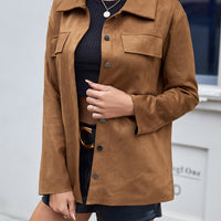 Button Front Collared Drop Shoulder Jacket