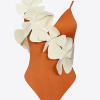 Flower Contrast One-Piece Swimsuit