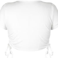 Round Neck Short Sleeve Drawstring Tee