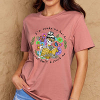 Simply Love Full Size Reading Skeleton Graphic Cotton Tee