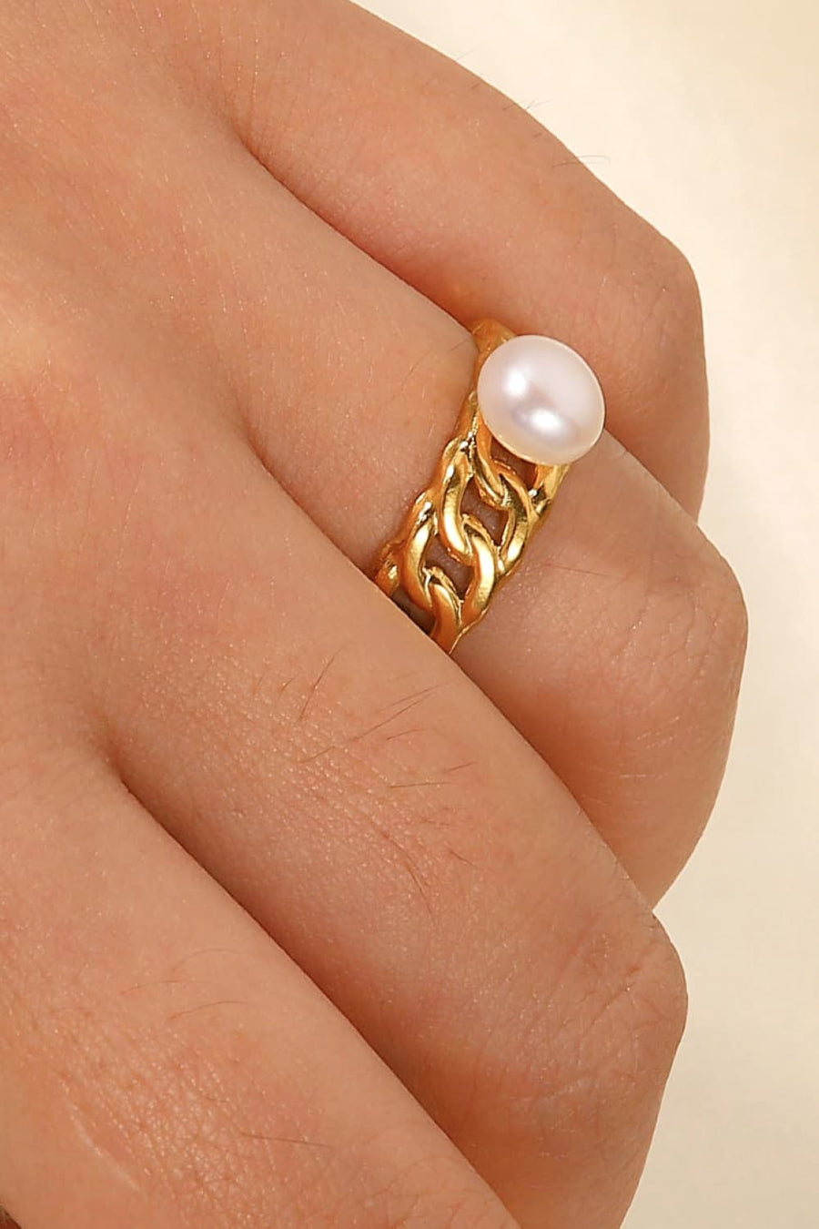 Pearl Stainless Steel Open Ring