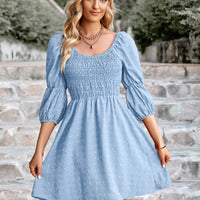 Swiss Dot Smocked Scoop Neck Dress