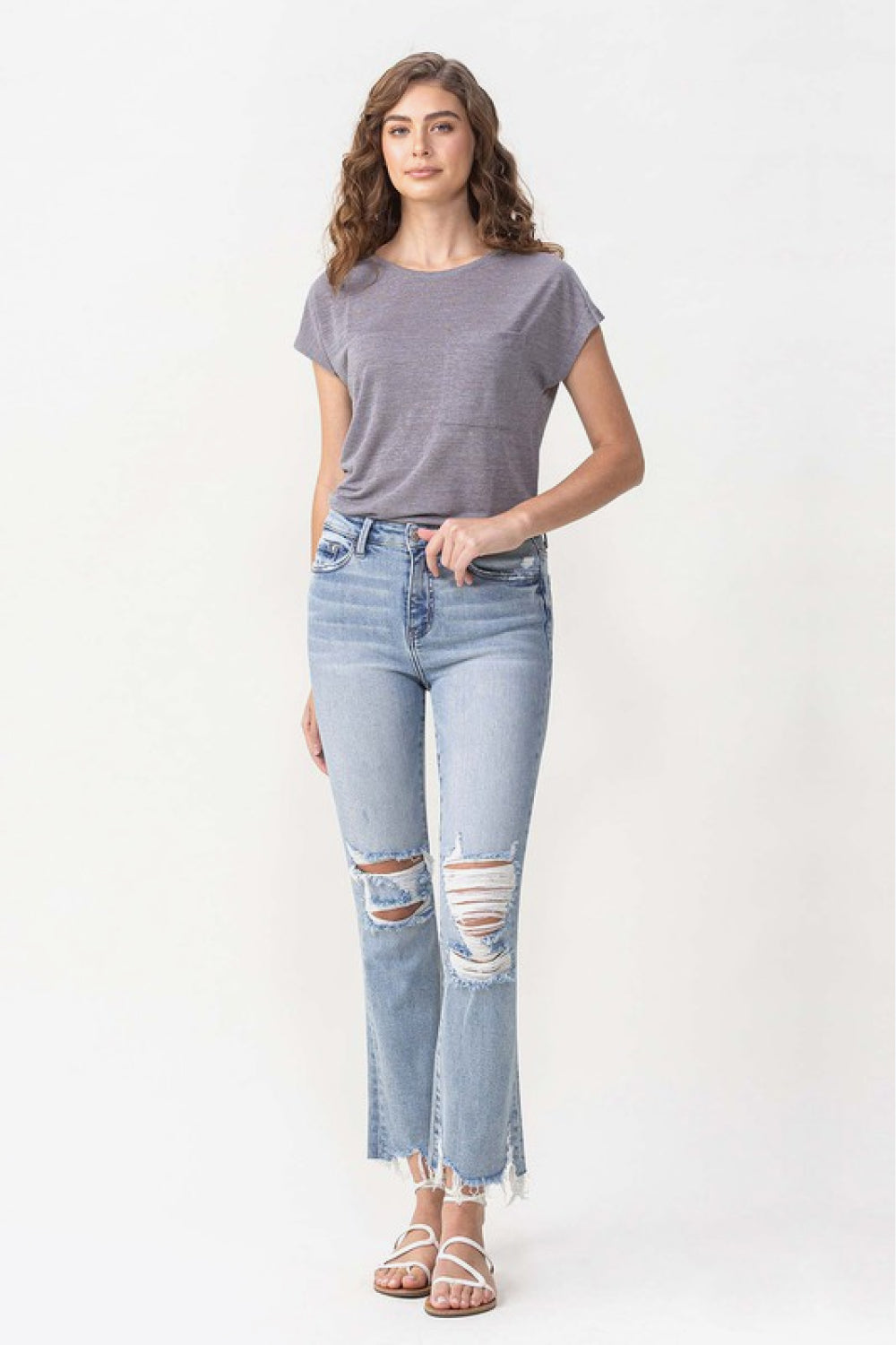 Vervet by Flying Monkey Wren Full Size High Rise Crop Flare Jeans