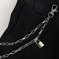 Double Layered Iron Chain Belt with Lock Charm