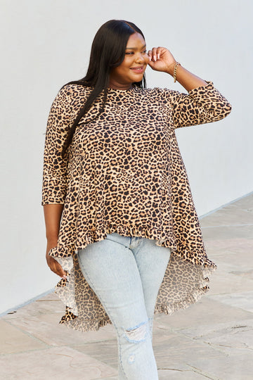 Celeste Full Size Animal Print Top